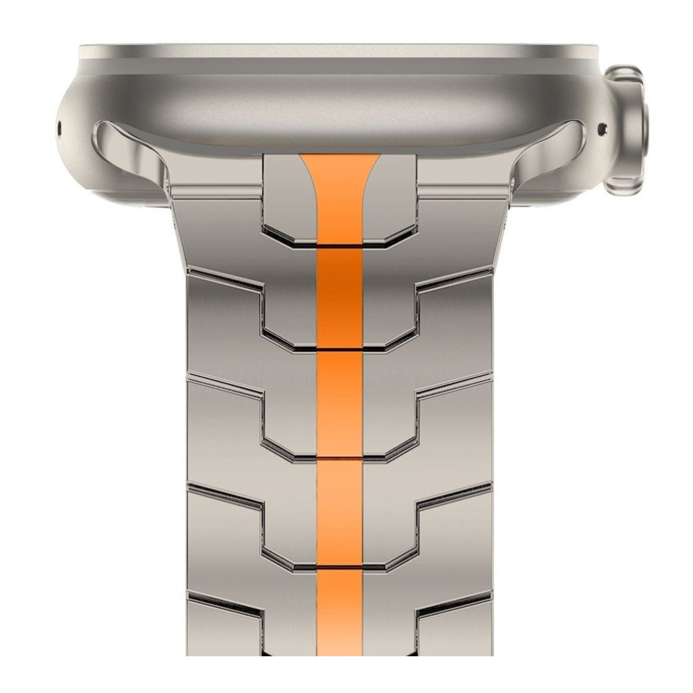 Tech-Protect Stainless Line - Μεταλλικό Λουράκι από Ανοξείδωτο Ατσάλι - Apple Watch Ultra/SE/11/10/9/8/7/6/5/4 (49/46/45/44mm) - Titanium / Orange (5906203697311)