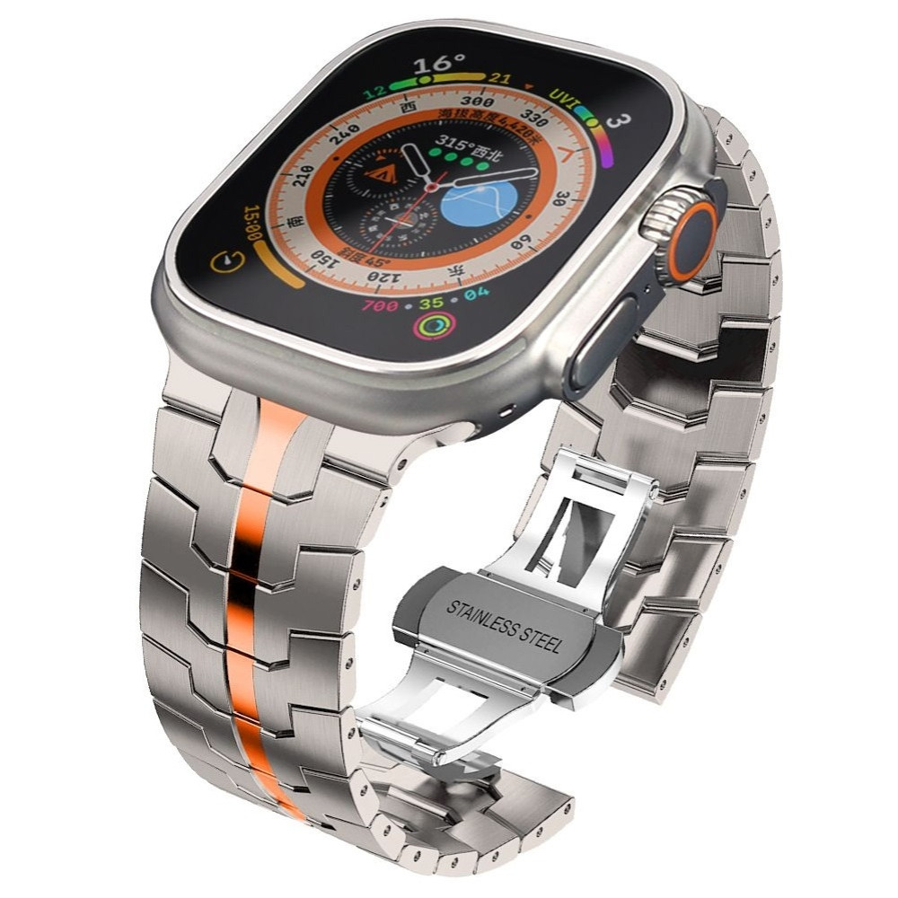 Tech-Protect Stainless Line - Μεταλλικό Λουράκι από Ανοξείδωτο Ατσάλι - Apple Watch Ultra/SE/11/10/9/8/7/6/5/4 (49/46/45/44mm) - Titanium / Orange (5906203697311)