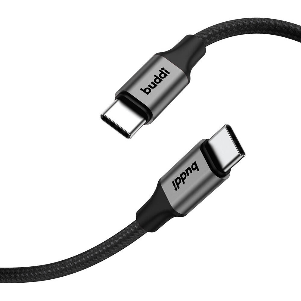 Buddi Flex - Καλώδιο Φόρτισης και Μεταφοράς Δεδομένων Type-C σε Type-C - 30cm - 60W - Black - 5 Έτη Εγγύηση (8719246445989)