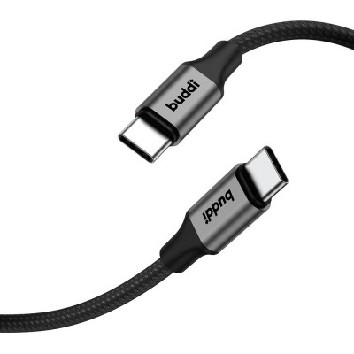 Buddi Flex - Καλώδιο Φόρτισης και Μεταφοράς Δεδομένων Type-C σε Type-C - 30cm - 60W - Black - 5 Έτη Εγγύηση (8719246445989)