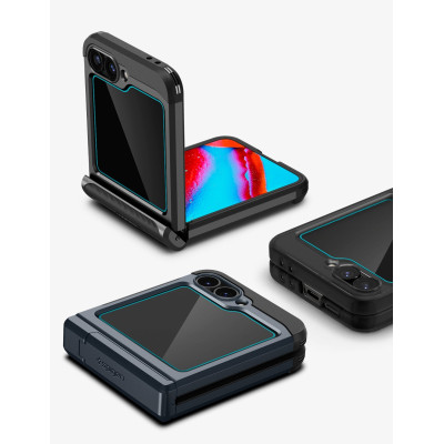 Αντιχαρακτικό Προστατευτικό Γυαλί Εξωτερικής Οθόνης - Samsung Galaxy Z Flip7 FE / Z Flip6 / Z Flip5 - Spigen Tempered Glass GLAS.tR EZ Fit - 2 Τεμάχια - Clear (AGL07972)