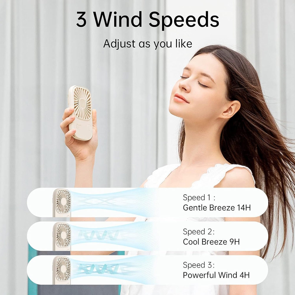 JisuLife Handheld Fan Life2 - Φορητό Επαναφορτιζόμενο Ανεμιστηράκι Χειρός / Γραφείου με KickStand & Λουράκι Λαιμού - 2000mAh - Light Brown (6975061532231)