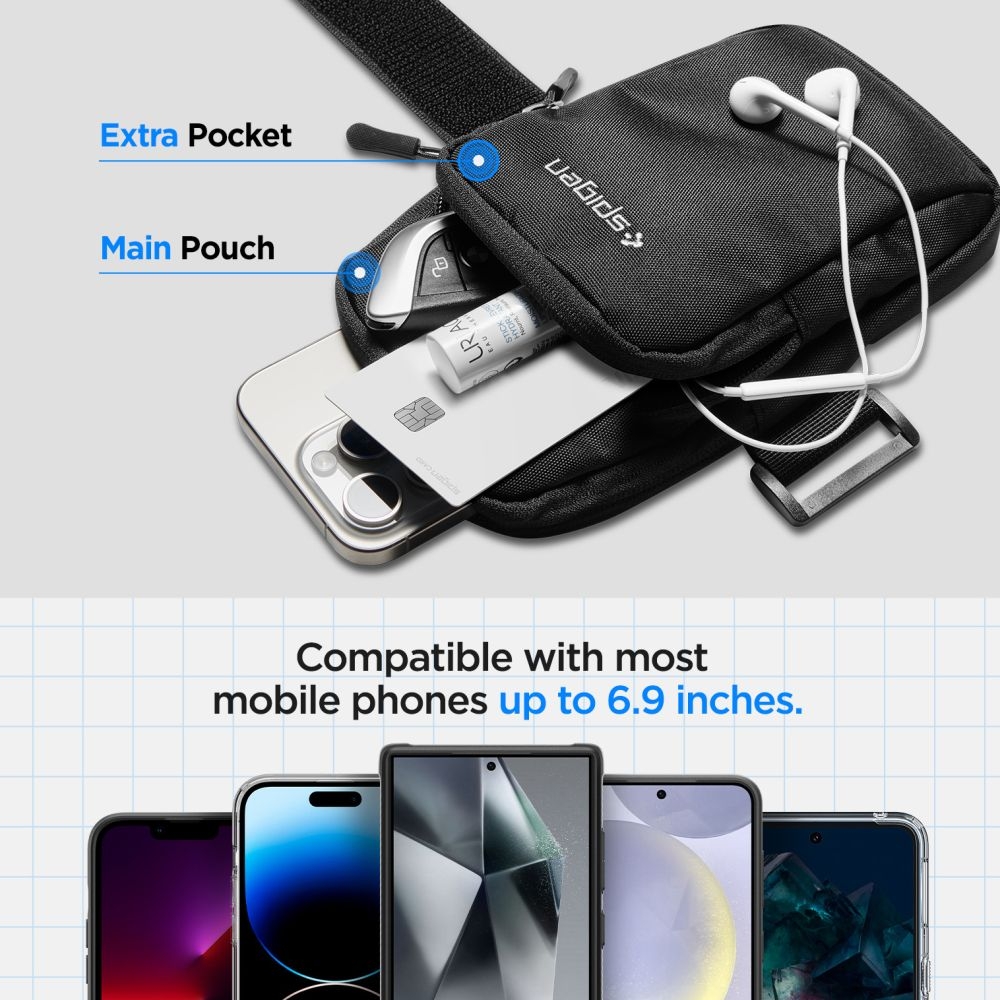 Spigen A702 Dynamic Shield - Universal Θήκη Μπράτσου για Smartphones / Κινητά έως 6.9" - Black (AMP04617)