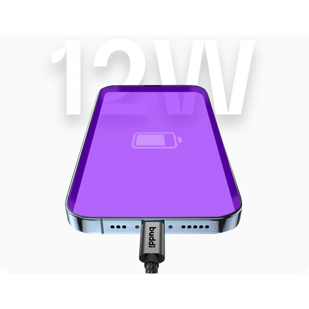 Buddi Flex - Ελαστικό Σπιράλ Καλώδιο Φόρτισης και Μεταφοράς Δεδομένων USB-A σε Type-C - 100cm - 12W - Black - 5 Έτη Εγγύηση (8719246446146)