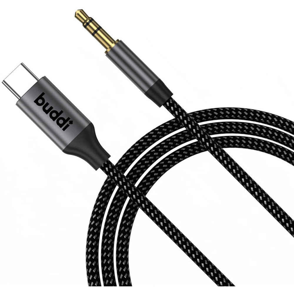 Buddi Flex - Καλώδιο Ήχου Type-C (Male) σε AUX Jack 3.5mm (Male) με DAC Τσιπ - 100cm - 5 Έτη Εγγύηση - Black (8719246449000)