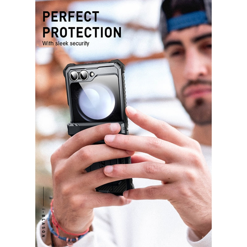 Ανθεκτική Θήκη με Κλιπ Ζώνης & Kickstand - Samsung Galaxy Z Flip7 FE / Z Flip6 - Supcase i-Blason Armorbox - Black (843439147072)
