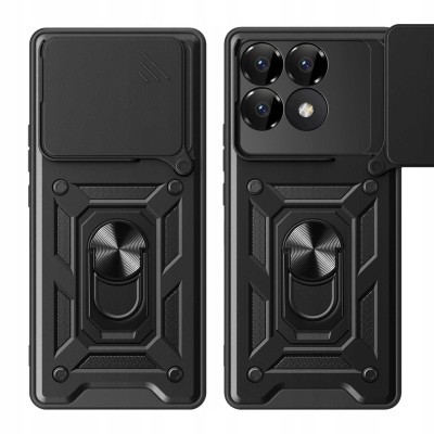 Ανθεκτική Θήκη με Κάλυμμα για την Κάμερα & Μεταλλικό Ring Holder - Xiaomi Poco F6 Pro - Spacecase Camring - Black (5905719110680)