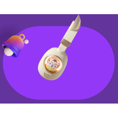 Kiddoboo Bluetooth Headphones Delulu - Ασύρματα Ακουστικά Κεφαλής για Παιδιά με Ασφαλή Μέγιστη Ένταση Ήχου & LED Φωτισμό - Gold (KBKID5GLD)