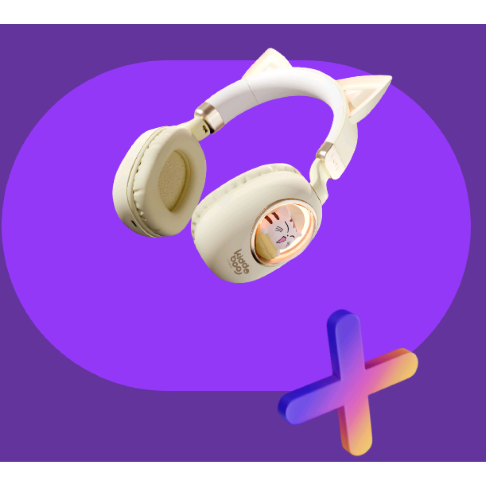 Kiddoboo Bluetooth Headphones Delulu - Ασύρματα Ακουστικά Κεφαλής για Παιδιά με Ασφαλή Μέγιστη Ένταση Ήχου & LED Φωτισμό - Gold (KBKID5GLD)