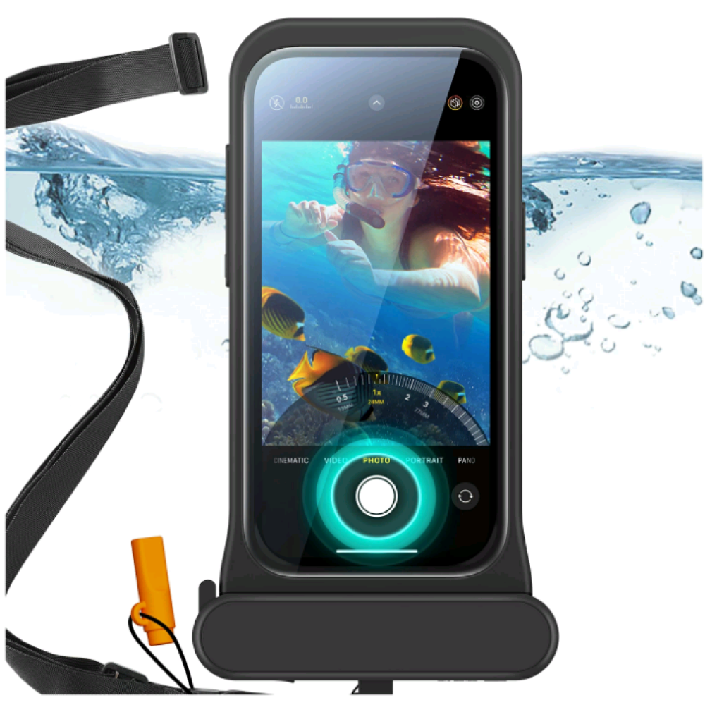 ESR Waterproof Pouch Pro - Αδιάβροχη Θήκη με Λουράκι Λαιμού & Υποδοχή για Κάρτες - Apple iPhone 15 Pro / 14 Pro / 13 Pro - IPX8 - Black (4894240195703)