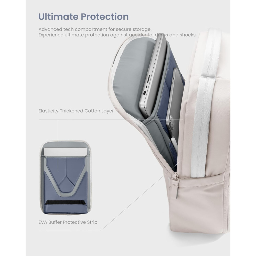 Tomtoc Voyage-T50 Laptop Backpack - Σακίδιο / Τσάντα Πλάτης & Μεταφοράς Laptop έως 15.6" & Tablet έως 12.9" - 20L - White (T50M1W1)