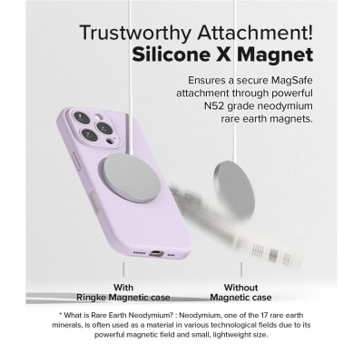Ανθεκτική MagSafe Θήκη Σιλικόνης - Apple iPhone 16 Pro Max - Ringke Silicone Magnetic - Light Purple (8809961789700)