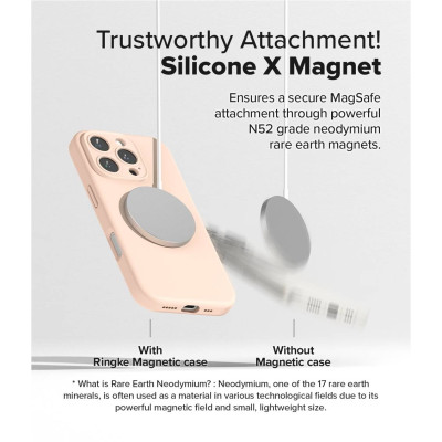 Ανθεκτική MagSafe Θήκη Σιλικόνης - Apple iPhone 16 Pro Max - Ringke Silicone Magnetic - Pink Sand (8809961789649)