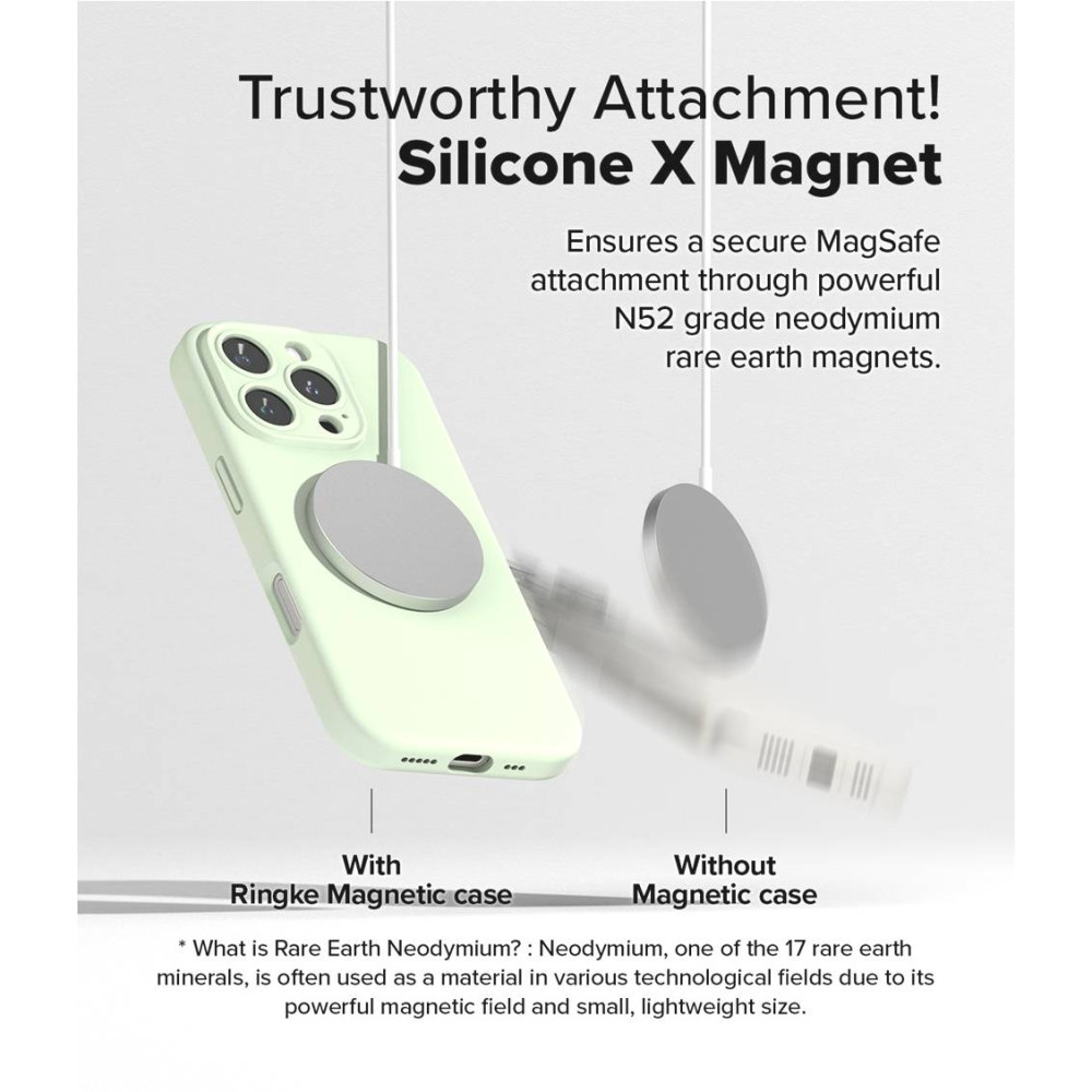 Ανθεκτική MagSafe Θήκη Σιλικόνης - Apple iPhone 16 Pro Max - Ringke Silicone Magnetic - Soft Mint (8809961789687)