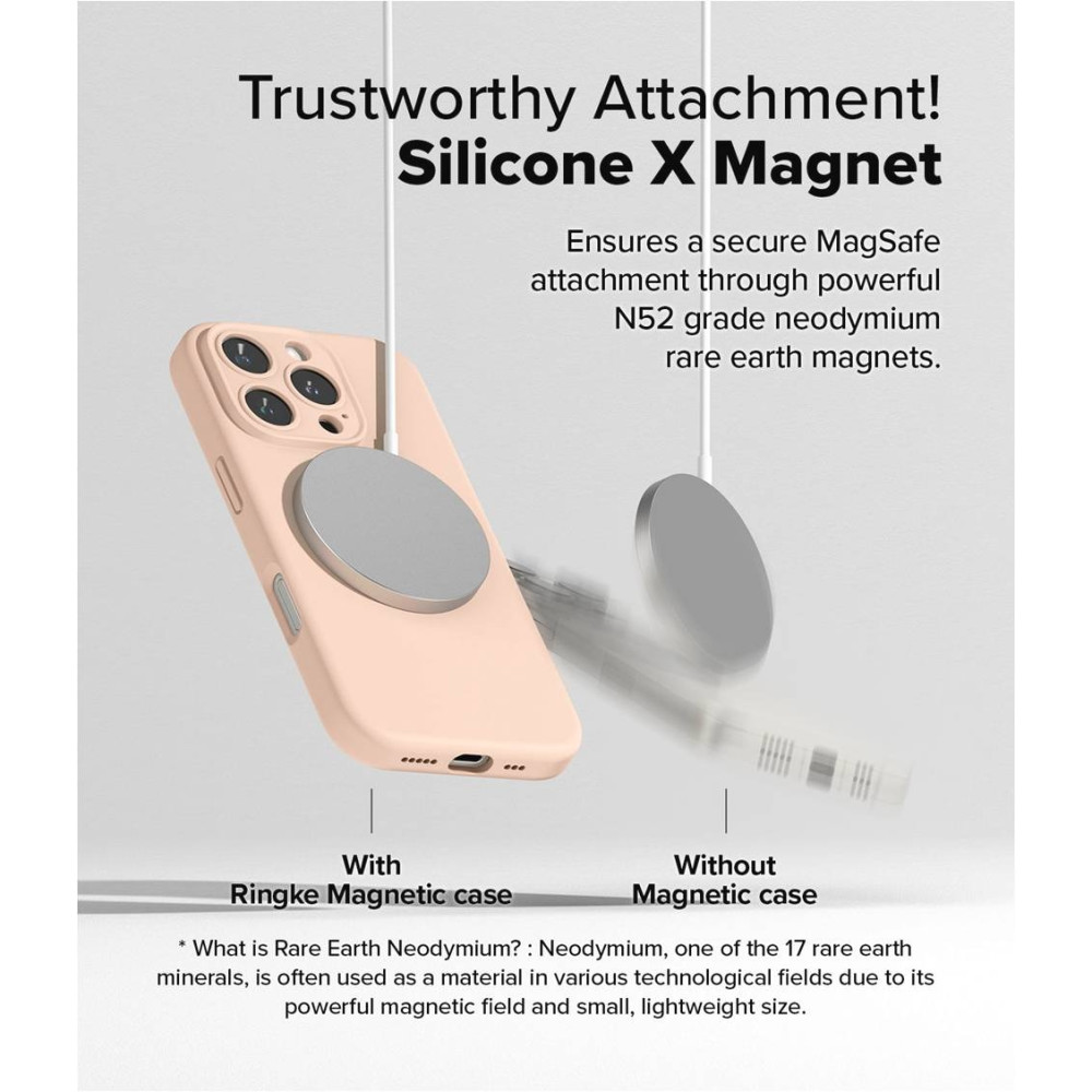 Ανθεκτική MagSafe Θήκη Σιλικόνης - Apple iPhone 16 Pro - Ringke Silicone Magnetic - Pink Sand (8809961789960)
