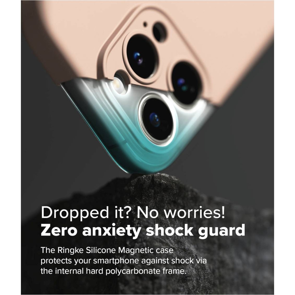 Ανθεκτική MagSafe Θήκη Σιλικόνης - Apple iPhone 16 Pro - Ringke Silicone Magnetic - Pink Sand (8809961789960)
