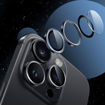 Αντιχαρακτικό Γυαλί Προστασίας για Φακό Κάμερας - Apple iPhone 17 Pro / 17 Pro Max / 16 Pro / 16 Pro Max - Hofi Camring Pro+ - Black (5906302311057)