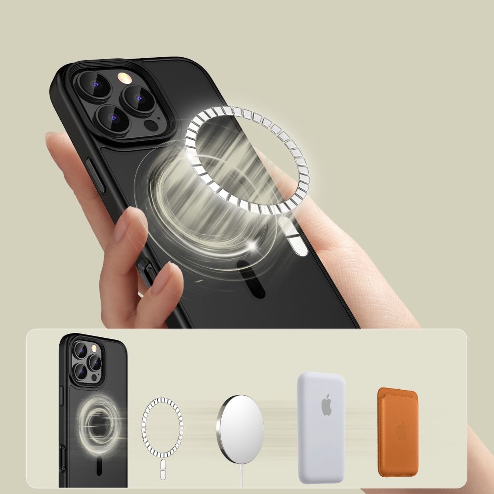 Σκληρή Ημιδιάφανη Θήκη MagSafe - Apple iPhone 16 Pro - Tech-Protect MagMat - Matte Black (5906302311101)