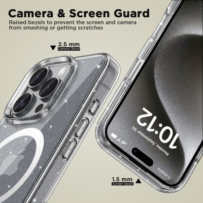 Σκληρή Διάφανη Θήκη MagSafe - Apple iPhone 16 Pro - Tech-Protect FlexAir Hybrid - Glitter (5906302311446)