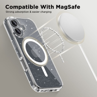 Θήκη Apple iPhone 16 - Tech-Protect FlexAir Hybrid Σκληρή Διάφανη με MagSafe - Glitter (5906302311422)