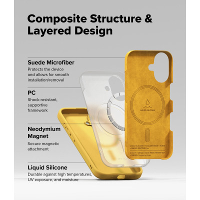 Θήκη Apple iPhone 16 - Ringke Silicone Magnetic Ανθεκτική Σιλικόνης με MagSafe - Yellow (8800274960633)