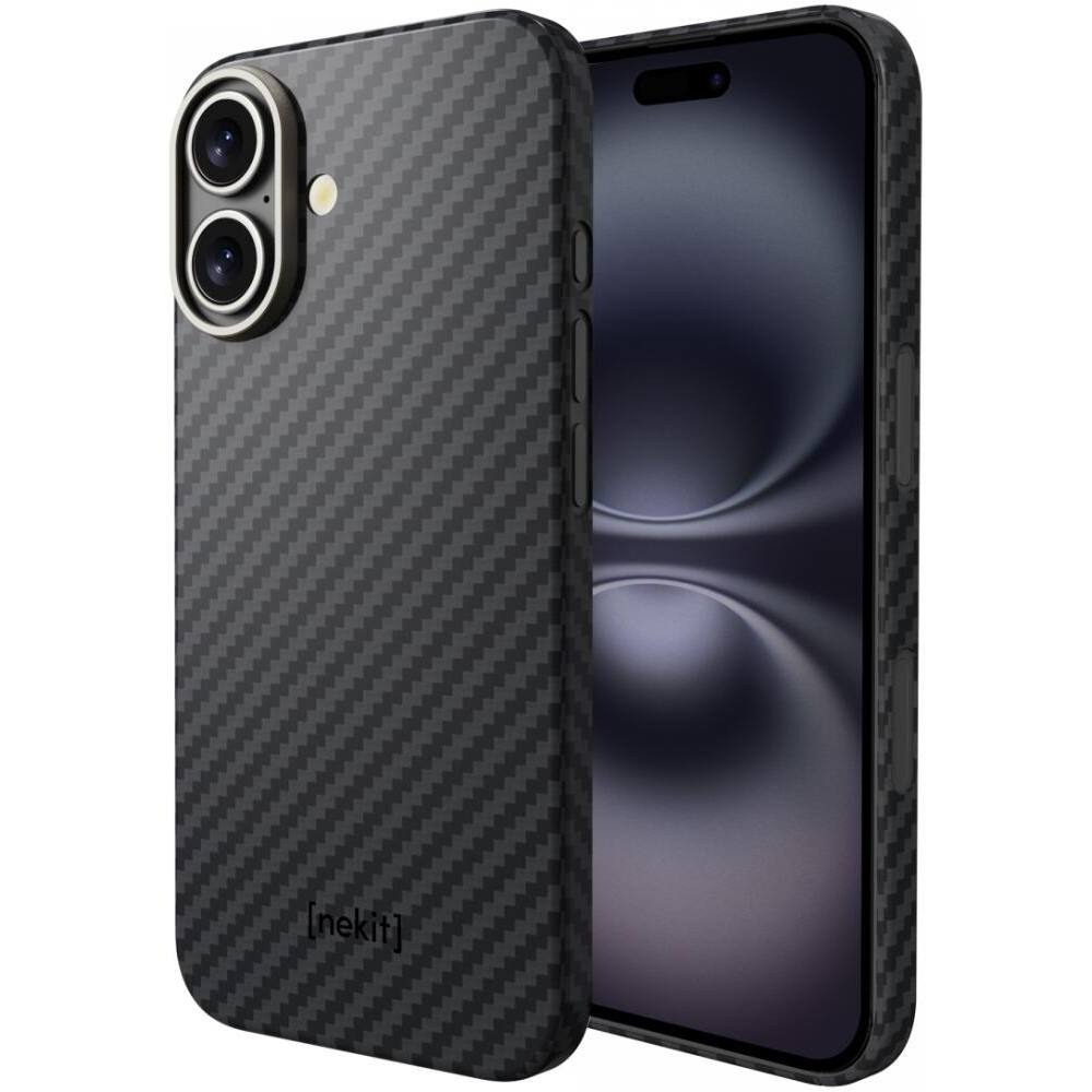 Θήκη Apple iPhone 16 Plus - Nekit Fiber Σκληρή με MagSafe Aramid Fiber - 1mm - 1500D Kevlar - Black (8719246451874)