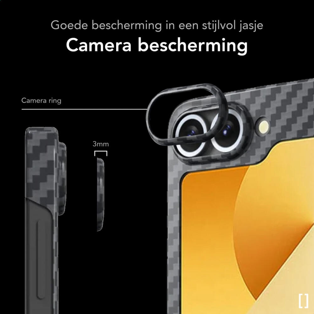 Θήκη Samsung Galaxy Z Flip7 FE / Z Flip6 - Nekit Fiber Σκληρή με MagSafe Aramid Fiber - 1mm - 1500D Kevlar - Black (8719246458606)