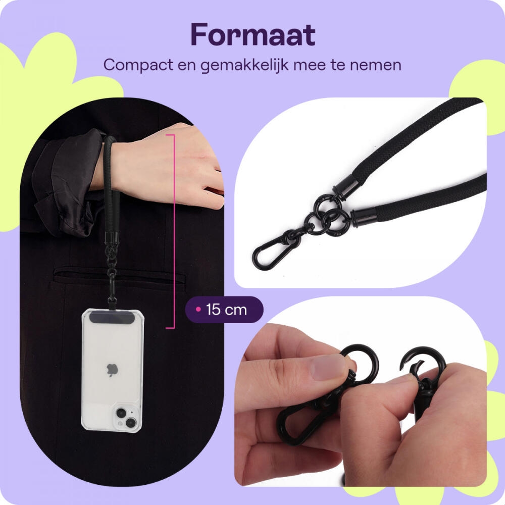 HappyCase Universal Αποσπώμενο Λουράκι Χειρός για Θήκες Κινητών / Smartphones - Πάχος 10mm - Black (8719246455674)