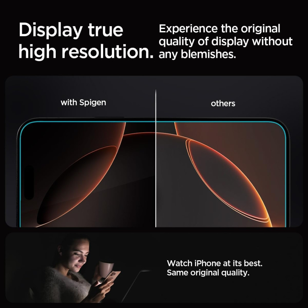 Αντιχαρακτικό Γυαλί Προστασίας iPhone 17 Pro Max / 16 Pro Max - Spigen Tempered Glass Sensor Protected GLAS.tR EZ Fit Οθόνης - 2 Τεμάχια - Clear (AGL07907)