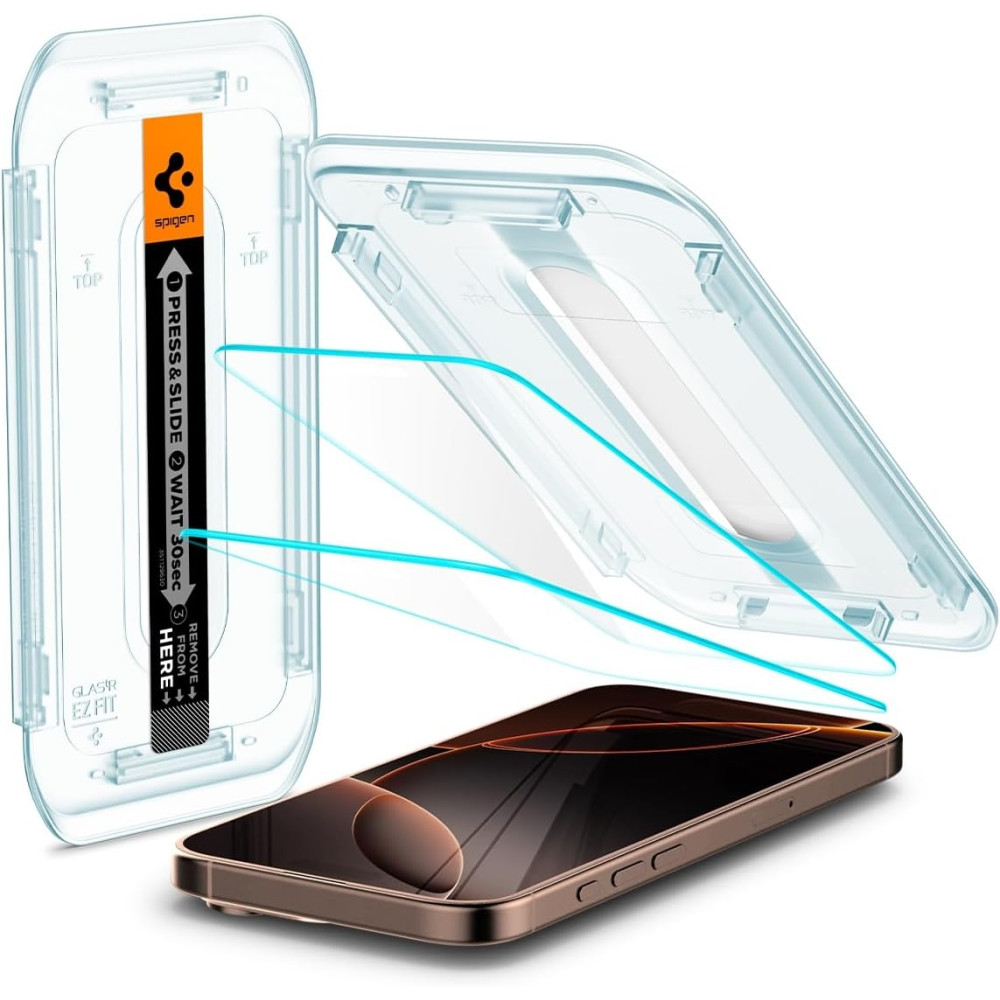 Αντιχαρακτικό Γυαλί Προστασίας iPhone 17 Pro Max / 16 Pro Max - Spigen Tempered Glass Sensor Protected GLAS.tR EZ Fit Οθόνης - 2 Τεμάχια - Clear (AGL07907)