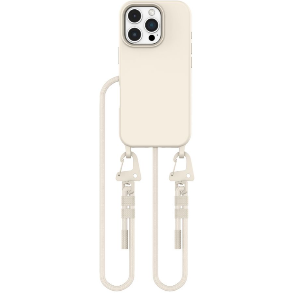 Θήκη Apple iPhone 16 Pro Max - Tech-Protect MagNecklace Σιλικόνης με MagSafe & Αποσπώμενο Λουράκι Λαιμού - Cosmic Latte (5906302311972)