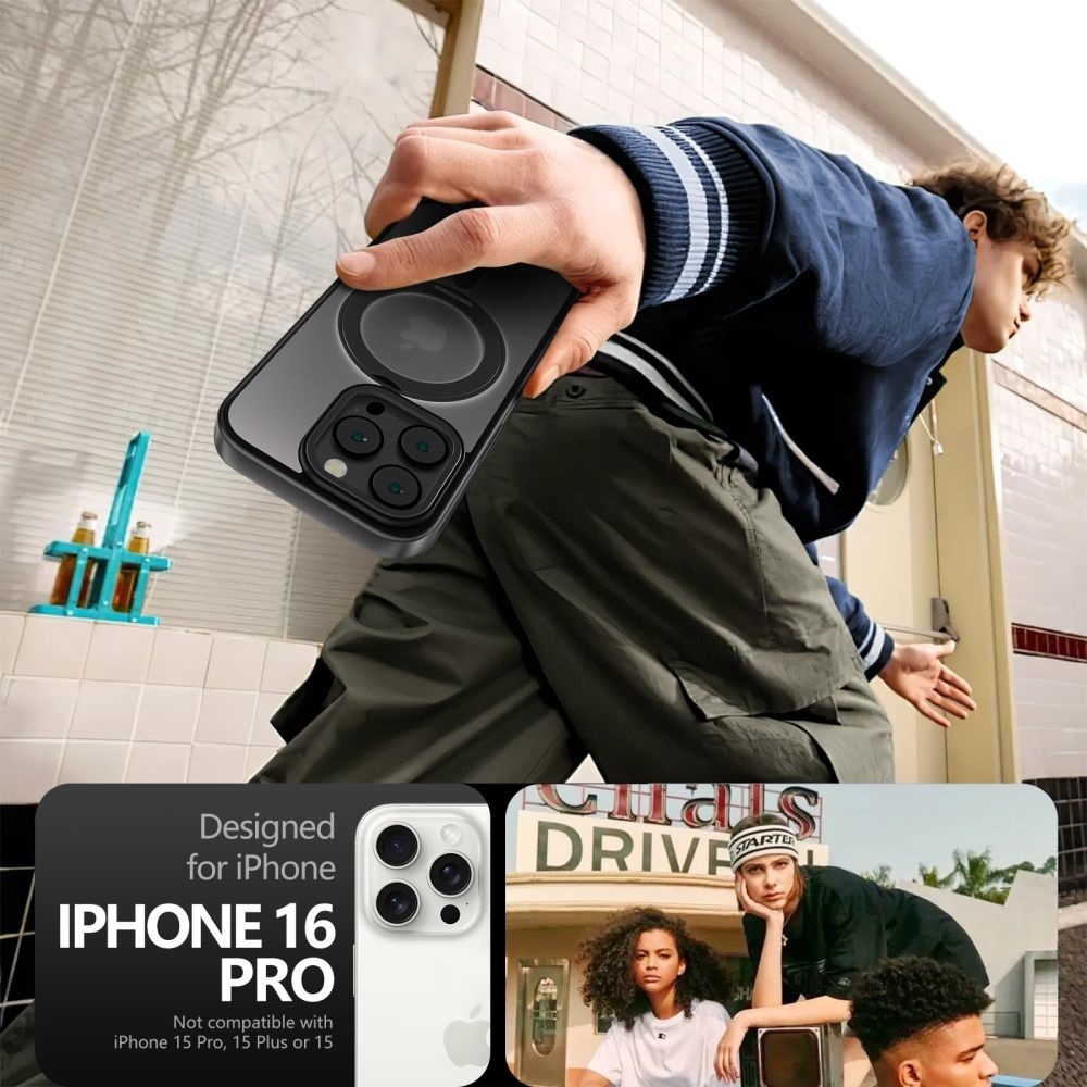 Θήκη Apple iPhone 16 Pro - Tech-Protect MagRing Σκληρή Ημιδιάφανη με MagSafe & KickStand - Matte Black (5906302311569)