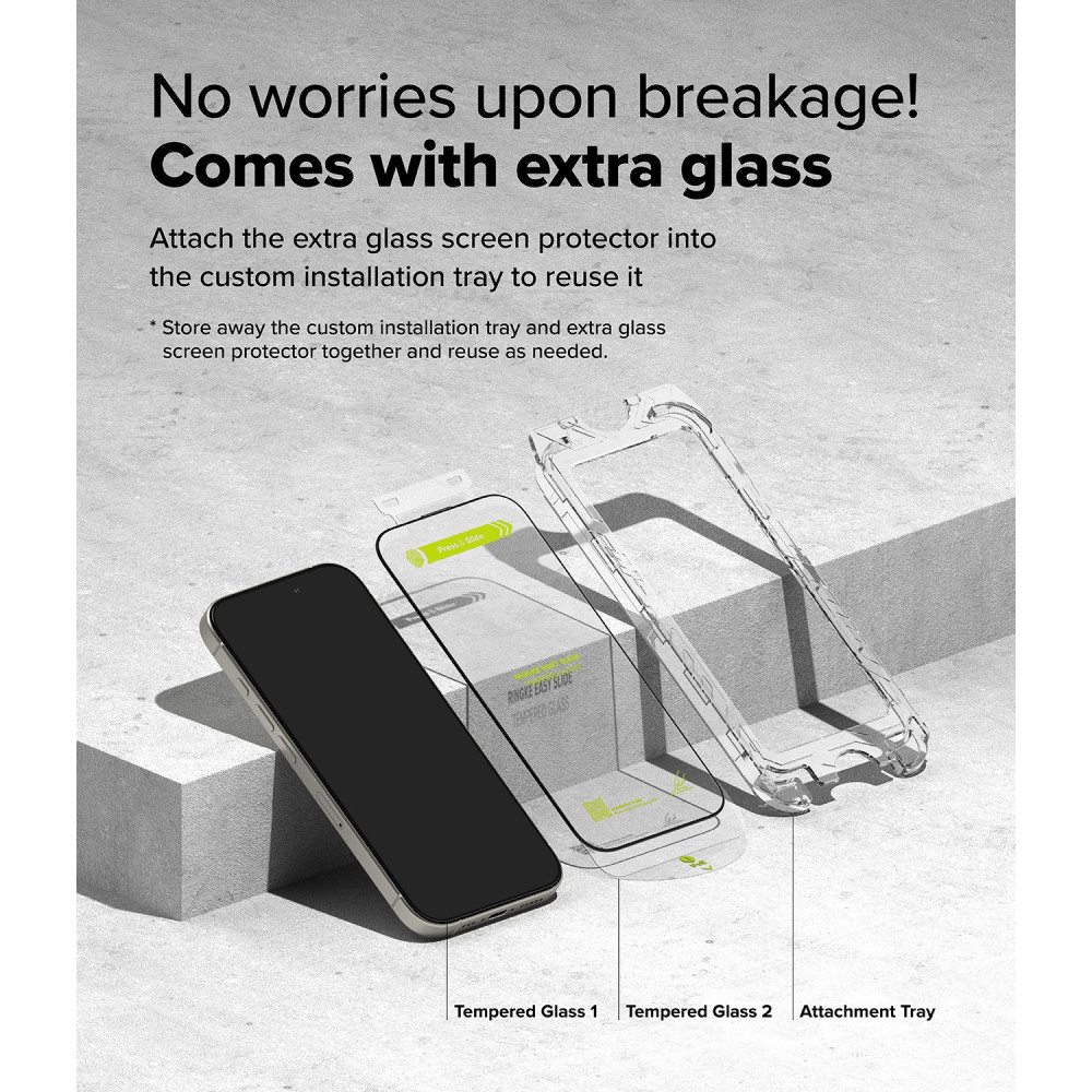Αντιχαρακτικό Γυαλί Προστασίας Apple iPhone 16 Pro - Ringke Easy Slide Tempered Glass FullFace Οθόνης - 2 Τεμάχια - Black (8800274960046)