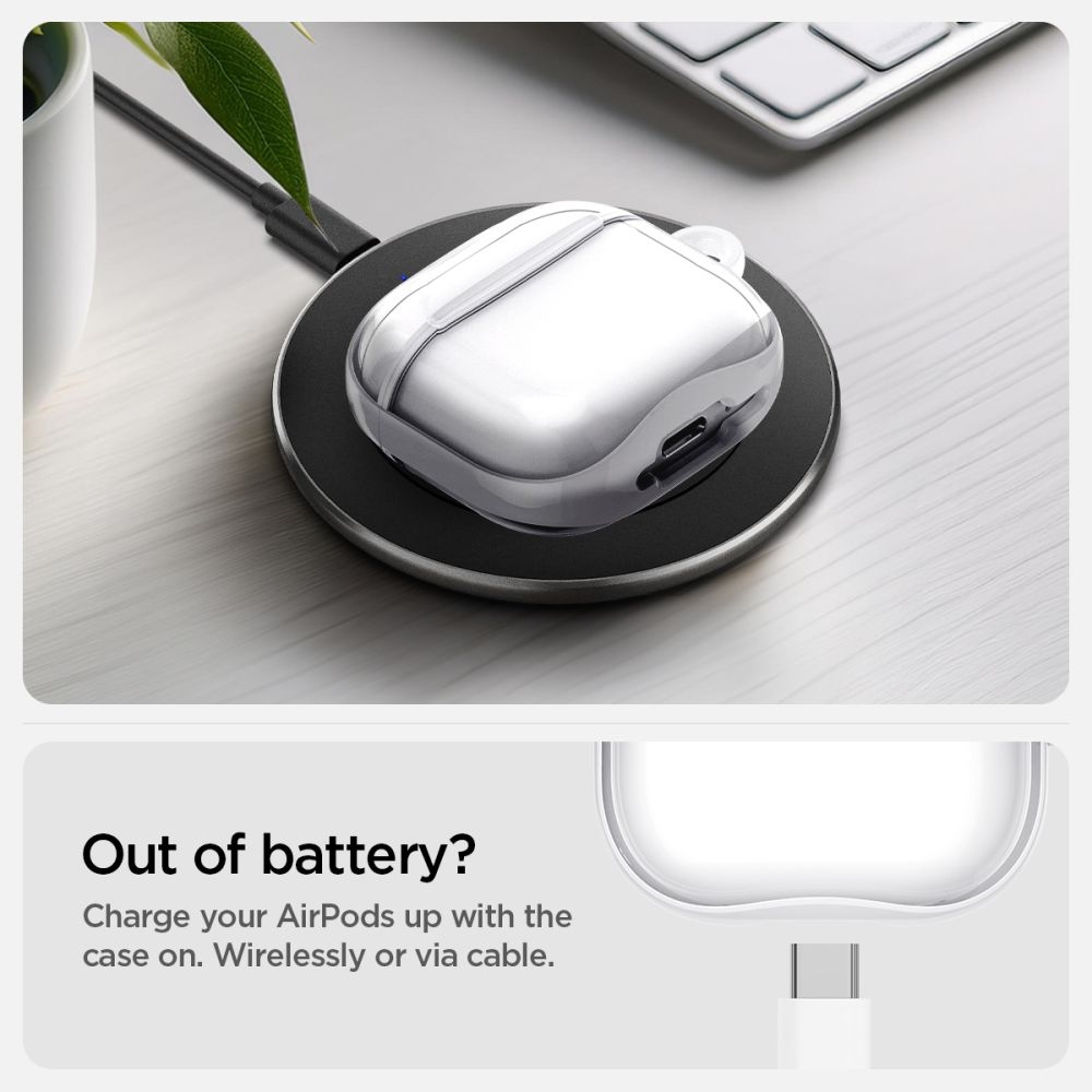 Θήκη Apple AirPods 4th Gen - Spigen Ultra Hybrid Διάφανη Σκληρή - Jet White (ACS08643)