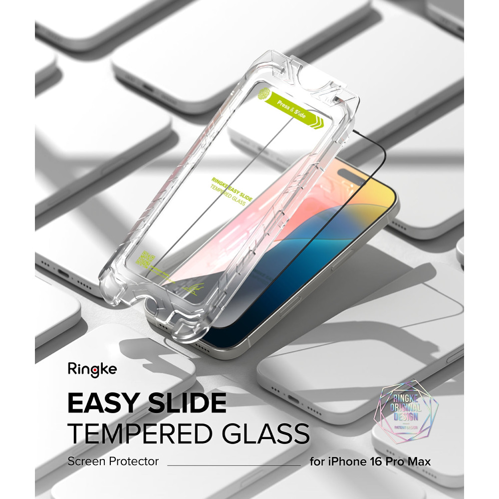 Αντιχαρακτικό Γυαλί Προστασίας Apple iPhone 16 Pro Max - Ringke Easy Slide Tempered Glass FullFace Οθόνης - 2 Τεμάχια - Black (8809961789717)