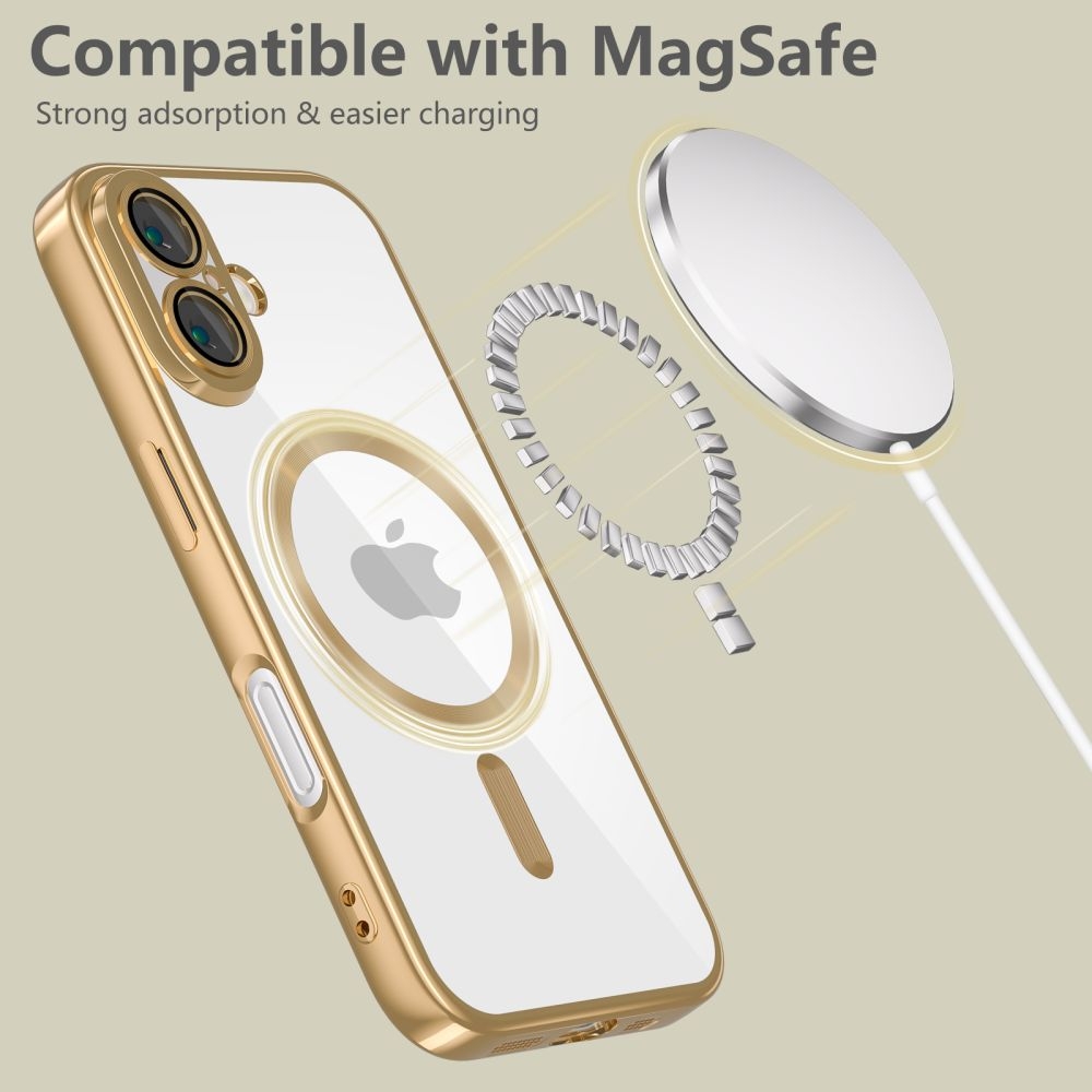 Θήκη Apple iPhone 16 - Tech-Protect MagFlex Διάφανη Σιλικόνης με MagSafe - Shiny Gold (5906302311385)