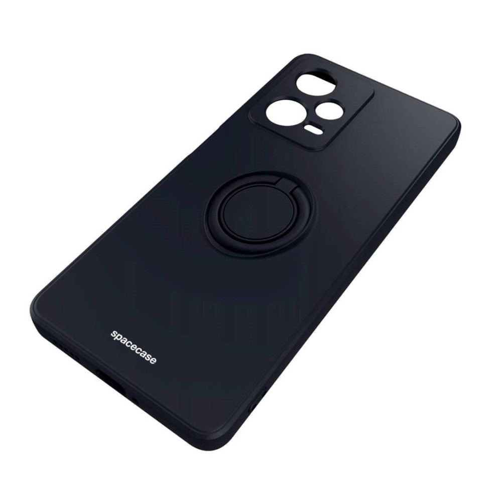 Θήκη Xiaomi Redmi Note 12 Pro 5G - Spacecase Silicone Ring Σιλικόνης με Μεταλλικό Μαγνητικό Ring Holder - Black (5905719038656)