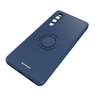 Θήκη Huawei P30 - Spacecase Silicone Ring Σιλικόνης με Μεταλλικό Μαγνητικό Ring Holder - Blue (5905719014582)