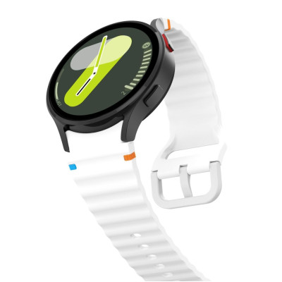 Tech-Protect Silicone Sport - Λουράκι Σιλικόνης Samsung Galaxy Watch FE / 7 / 6 / Classic 6 / 5 / 5 Pro / 4 / Classic 4 (47/46/45/44/43/42/40mm) - White (5906302313396)