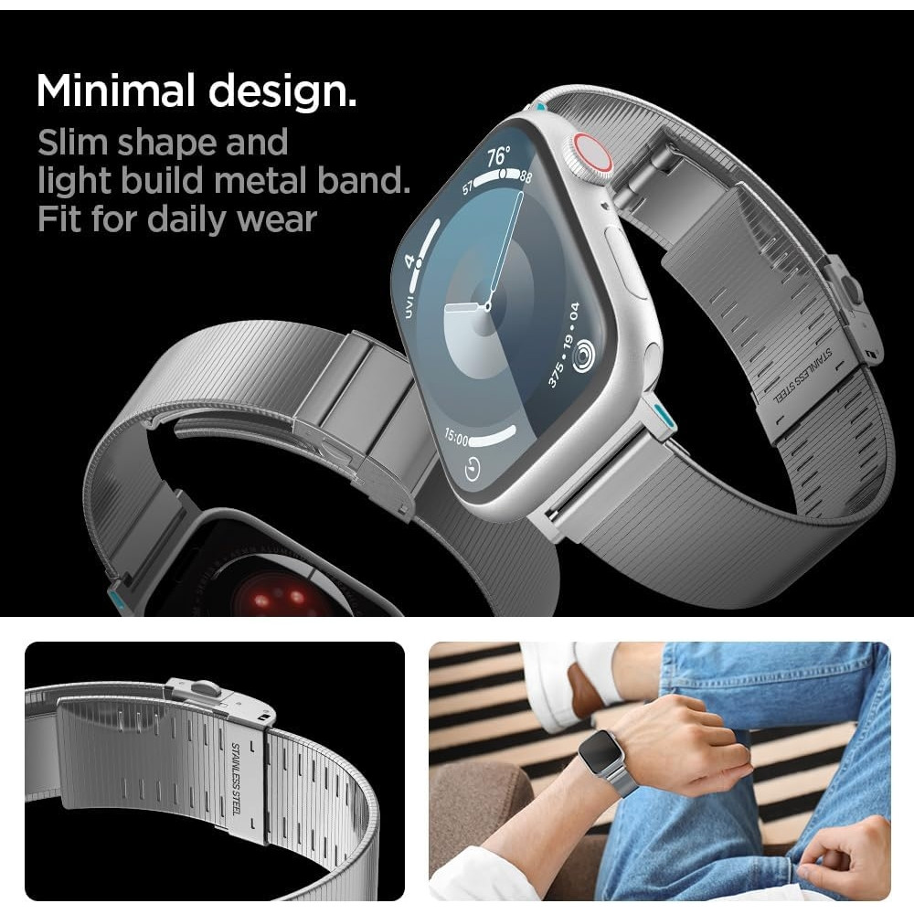Λουράκι Apple Watch Ultra/SE/11/10/9/8/7/6/5/4 (49/46/45/44mm) - Spigen Sleek Link από Ανοξείδωτο Ατσάλι - Silver (AMP07224)