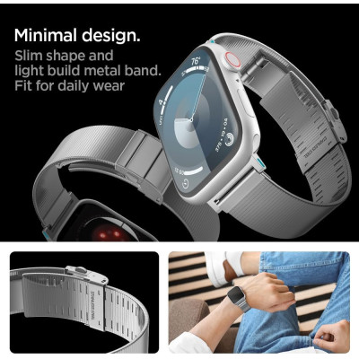 Λουράκι Apple Watch Ultra/SE/11/10/9/8/7/6/5/4 (49/46/45/44mm) - Spigen Sleek Link από Ανοξείδωτο Ατσάλι - Silver (AMP07224)