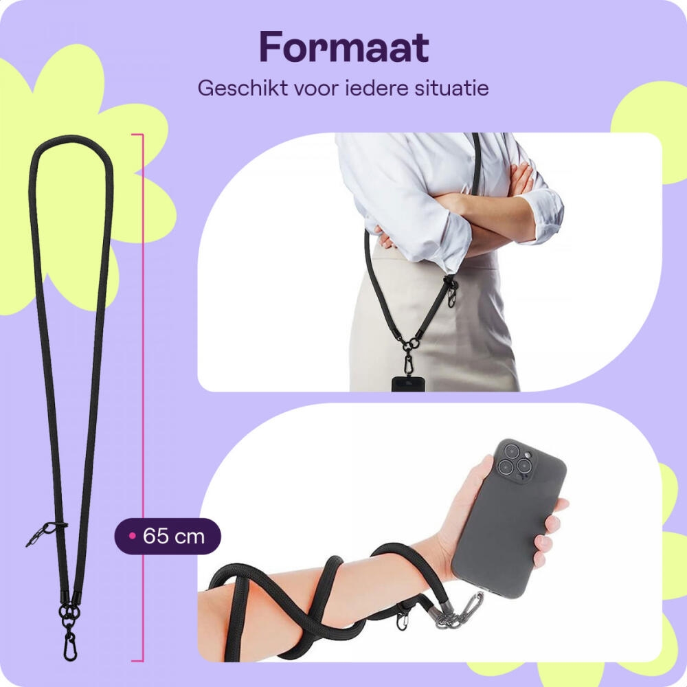 HappyCase Universal Αποσπώμενο Λουράκι Λαιμού για Θήκες Κινητών / Smartphones - Πάχος 10mm - Black (8719246455285)