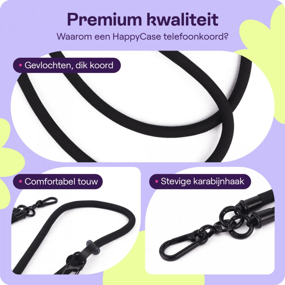 HappyCase Universal Αποσπώμενο Λουράκι Λαιμού για Θήκες Κινητών / Smartphones - Πάχος 10mm - Black (8719246455285)
