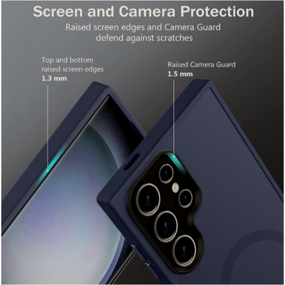 Θήκη Samsung Galaxy S24 Ultra - HappyCase Ημιδιάφανη Σκληρή με MagSafe - Matte Dark Blue (8719246436253)