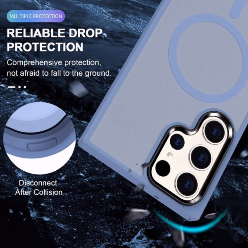 Θήκη Samsung Galaxy S24 Ultra - HappyCase Ημιδιάφανη Σκληρή με MagSafe - Matte Blue (8719246436307)