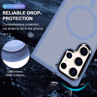 Θήκη Samsung Galaxy S24 Ultra - HappyCase Ημιδιάφανη Σκληρή με MagSafe - Matte Blue (8719246436307)