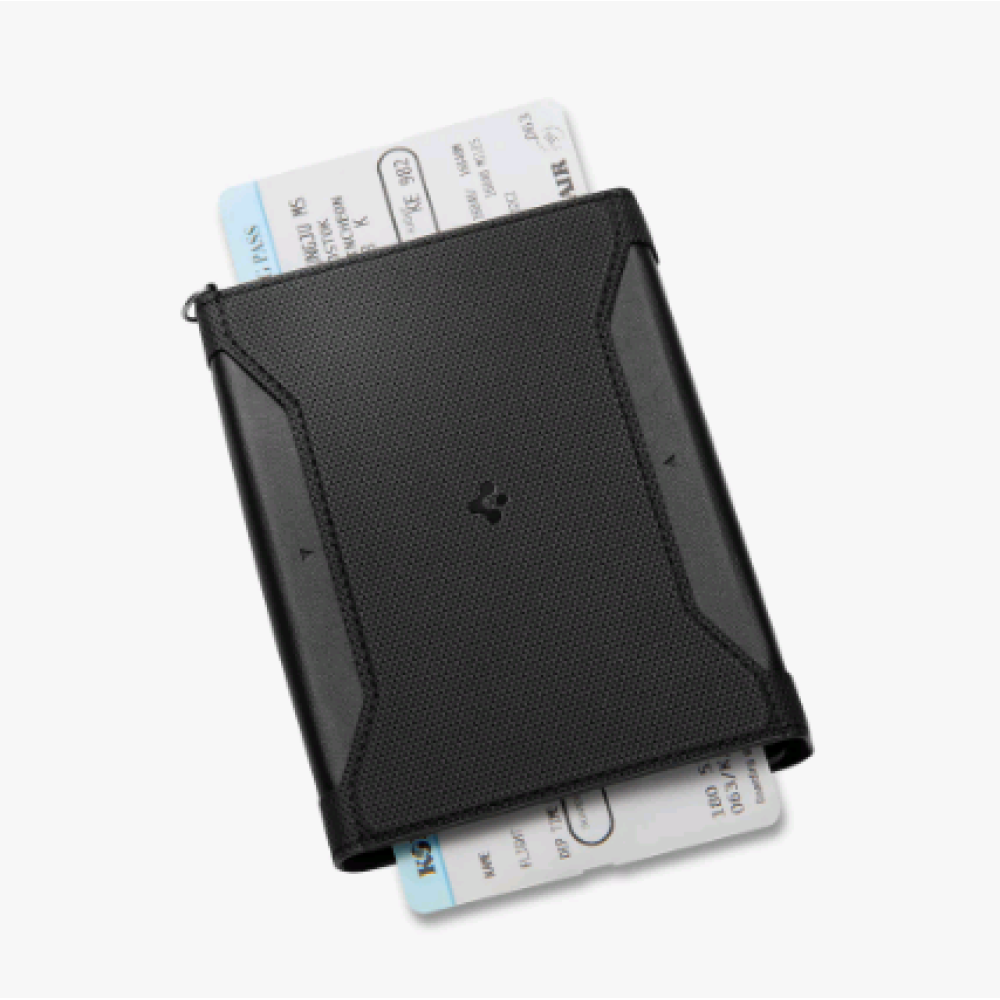 Spigen Universal Passport Holder - Αντικλεπτική Θήκη / Πορτοφόλι Προστασίας RFID για Κάρτες / Διαβατήριο / Ταυτότητα από Premium Vegan Δέρμα - Black (AFA05538)