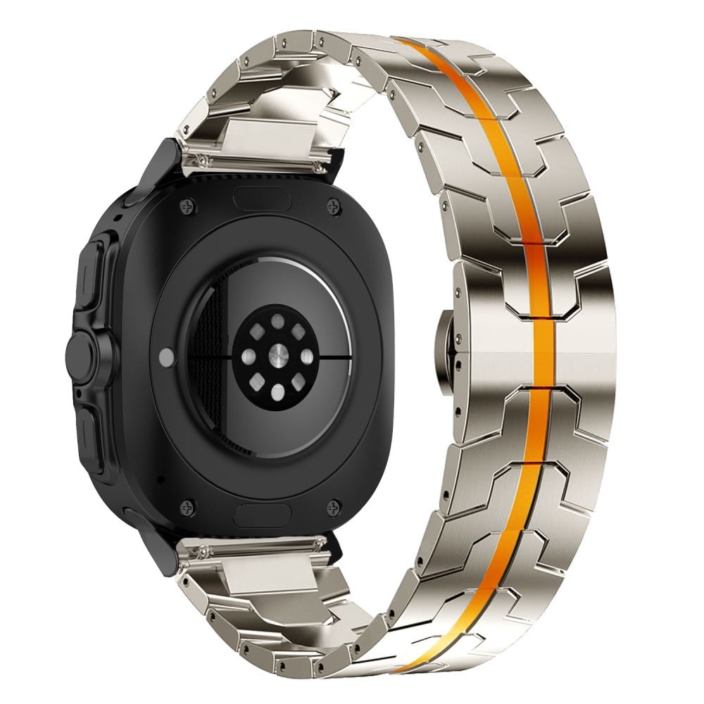 Λουράκι Samsung Galaxy Watch Ultra 47mm - Tech-Protect Stainless Line από Ανοξείδωτο Ατσάλι - Titanium / Orange (5906302313167)
