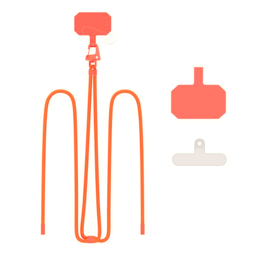 Tech-Protect C5S Rope Crossbody Strap - Αποσπώμενο Λουράκι Λαιμού για Θήκες Κινητών / Smartphones - Neon Orange (5906302312917)