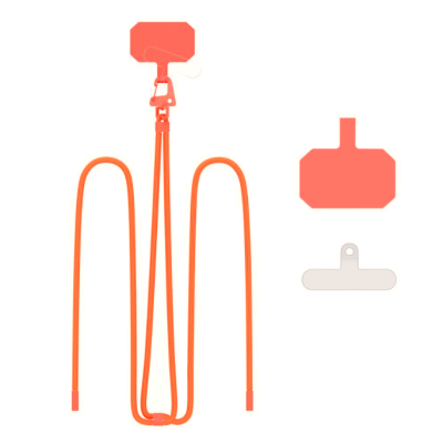 Tech-Protect C5S Rope Crossbody Strap - Αποσπώμενο Λουράκι Λαιμού για Θήκες Κινητών / Smartphones - Neon Orange (5906302312917)